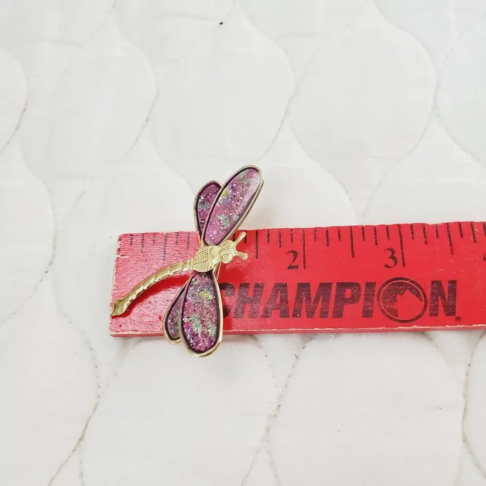 Vintage Dragonfly Brooch Pin Gold-Tone Large Enamel Bug Retro Collectible
